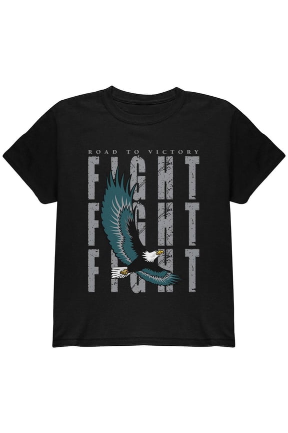 America Road To Victory Eagle Fight Youth T Shirt Black YXL