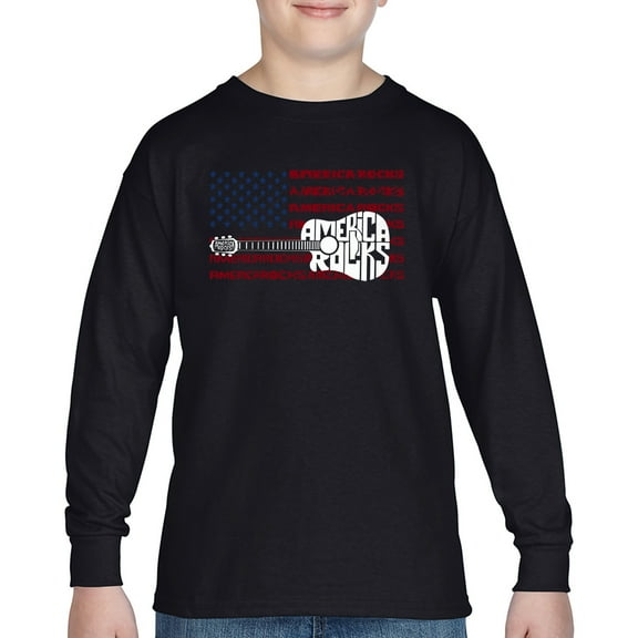 America Rocks - Boy's Word Art Long Sleeve T-Shirt