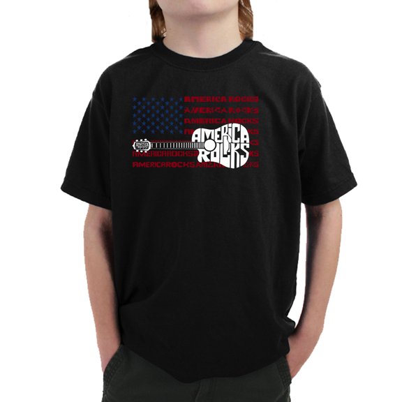 America Rocks - Boy's Word Art T-Shirt