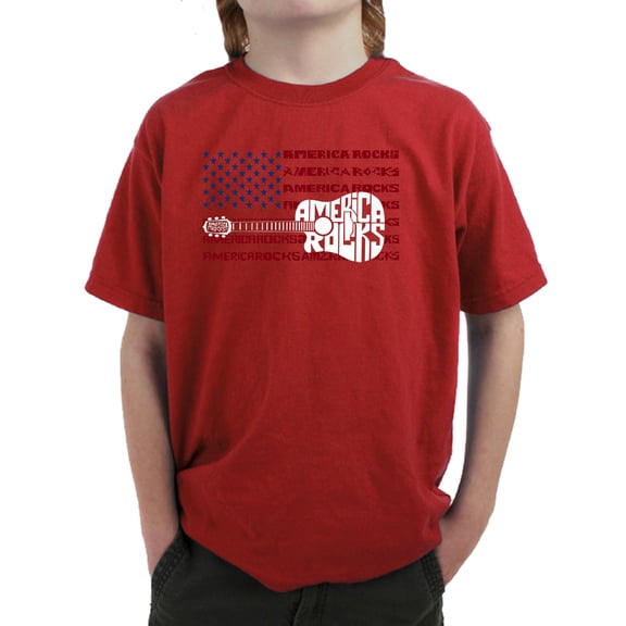 America Rocks - Boy's Word Art T-Shirt