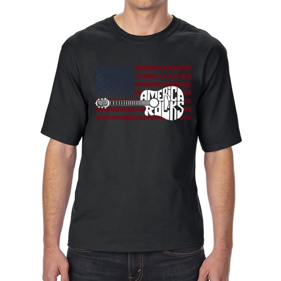 America Rocks - Men's Tall and Long Word Art T-Shirt