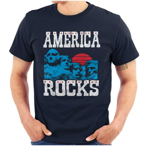 America Rocks Mount Rushmore USA Men's Graphic T Shirt Tees Brisco Brands X