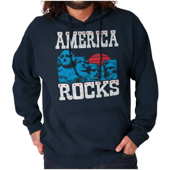 America Rocks Mount Rushmore USA Unisex Plus Fleece Graphic Hoodie Brisco Brands 2X