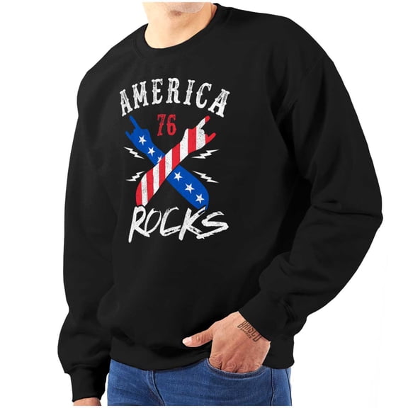 America Rocks Patriotic Music Lover Sweatshirt for Men or Women Brisco Brands S