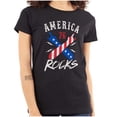 thumbnail image 1 of America Rocks Patriotic Music Lover Womens Fitted Plus Size Graphic Tee Brisco Brands 2X, 1 of 6