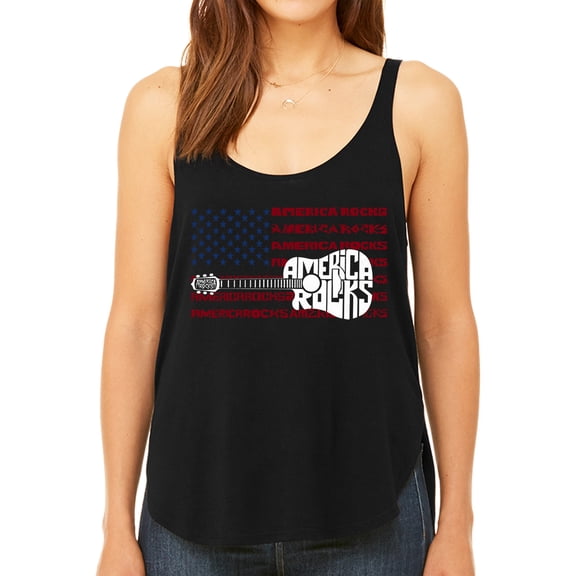America Rocks - Women's Premium Word Art Flowy Tank Top