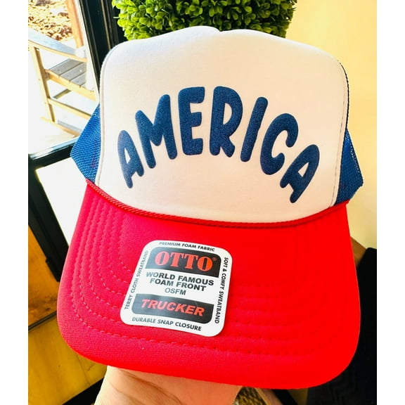 America Royal Glitter Puff Trucker Hat