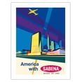 thumbnail image 1 of America - Sabena Belgian World Airlines - Vintage Airline Travel Poster by Gaston Vanden Eynde c.1958 - Bamboo Fine Art 290gsm Paper (Unframed) 17x22in, 1 of 4