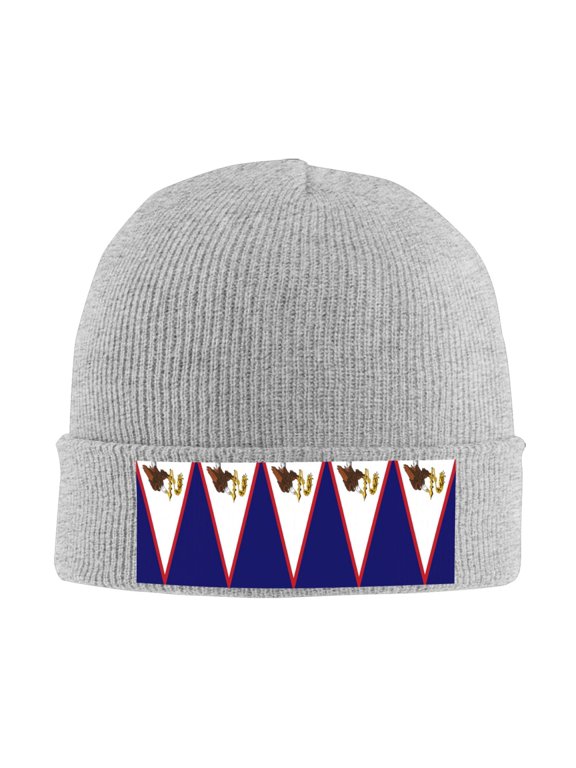 America Samoa Flag Beanie Hat Knit Hat Skull Cap for Men Women Winter Hat Gray
