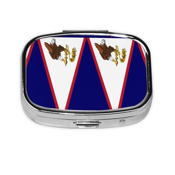 America Samoa Flag Pill Case Pill Box 2 Compartment Medicine Case Vitamin Pill Organizer For Pocket Purse And Travel