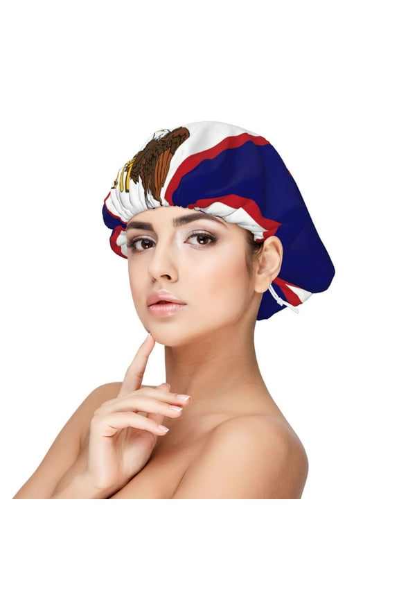 America Samoa Flag Sleep Cap Satin Bonnet Night Sleeping Soft Hair Turbans For Women