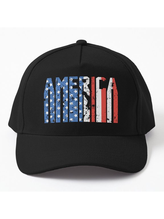 America Slogan Baseball Cap, American Flag Statement Graphic Design, Classic Everyday Hat