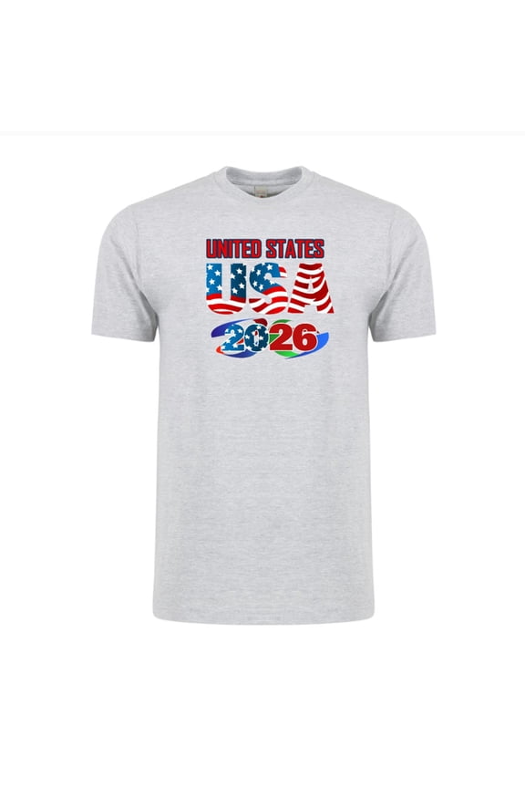 America Soccer Country Flag T-Shirt 2026 – Unisex Adult Football Fan Tee, World Tournament Supporter Shirt - HTR Grey - XL