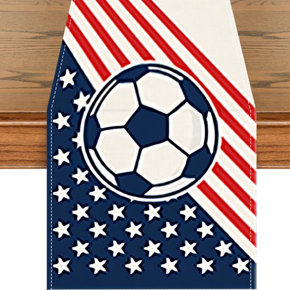 America Soccer Table Runner Decorations, Sports Competition of The World 2026 Tablecloth Party Decor, Kitchen Dining Table Decor for Home Party Decor Indoor Outdoor 72x13 Inches