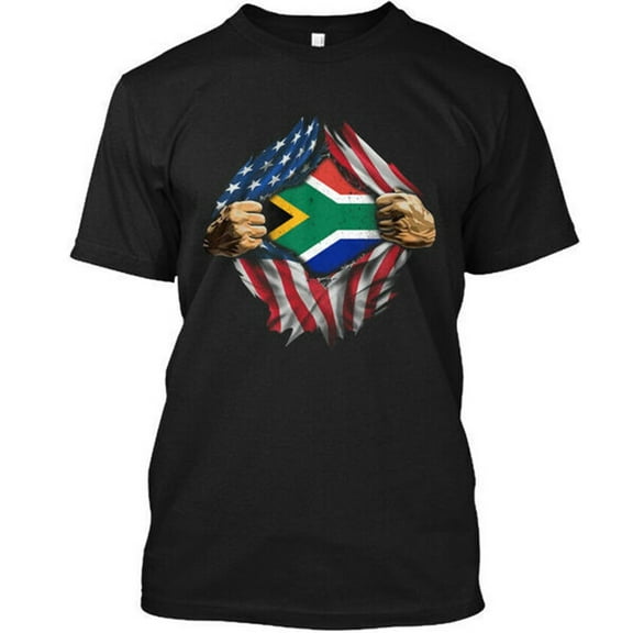 America South Africa Flag T-Shirt Made in the USA, Size S to 5XL