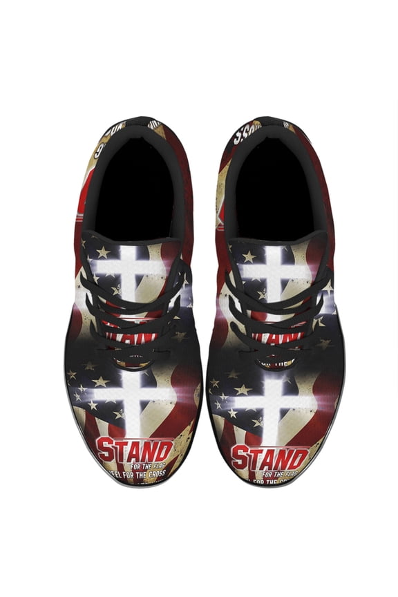 America Stand For The Kneel For The Cross Shoes Women's Fashion Sneakers Tennis Running Shoes for Men Women Black Size 9