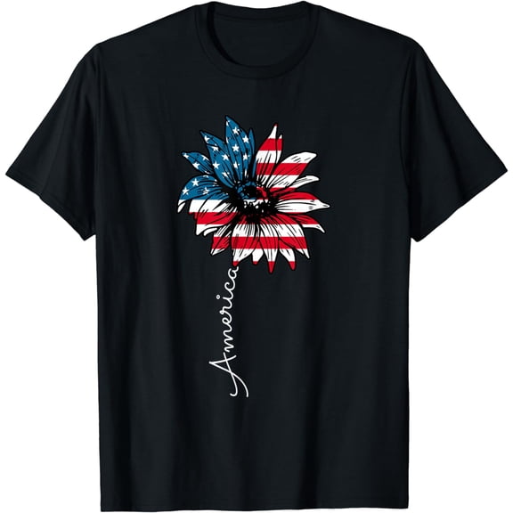 America Sunflower Patriotic 4th Of July Independence Day T-Shirt