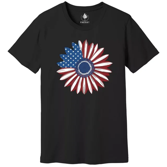 America Sunflower TShirt, USA Flag Flower TShirt, Gift For American