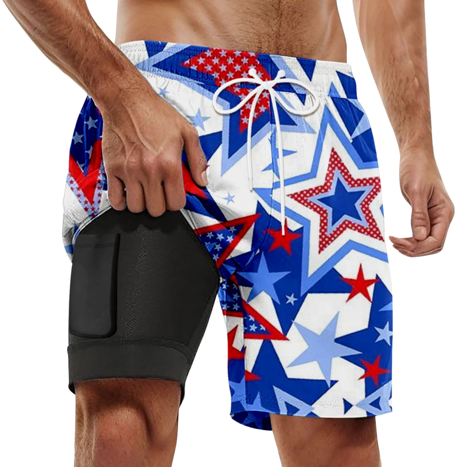 America Swim Trunks Men Stretchy Quick Dry Gradient Mens Board Shorts ...