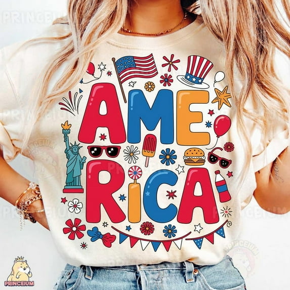 America T-Shirt, 4th of July Shirt, Patriotic Shirt, Red White Blue Shirt, USA Celebration Shirt, Summer Shirt