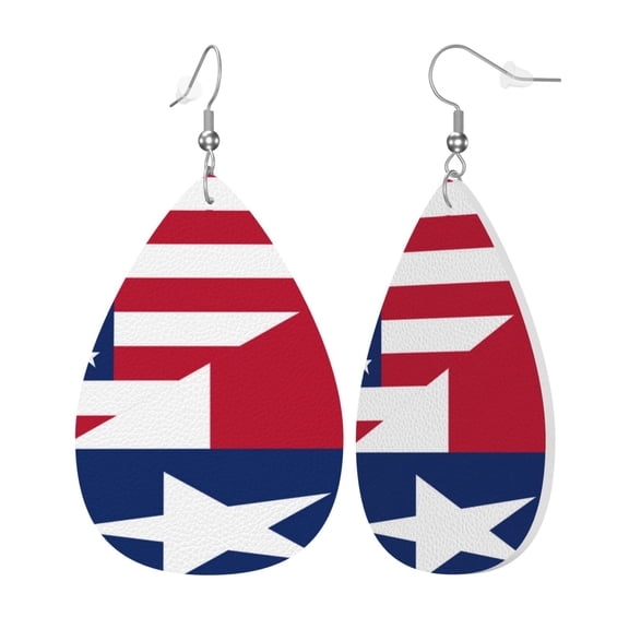 America Texas Flag Leather Teardrop Earring Lightweight Drop Earrings For Women
