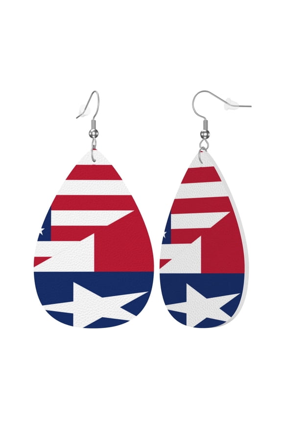 America Texas Flag Leather Teardrop Earring Lightweight Drop Earrings For Women