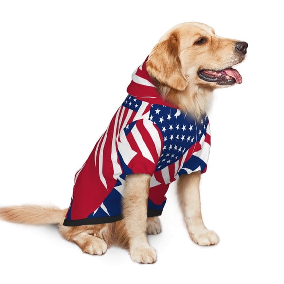 America Texas Flag Pattern Dog Hoodie Pet Coat for Medium and Large Dogs Daily Use Large