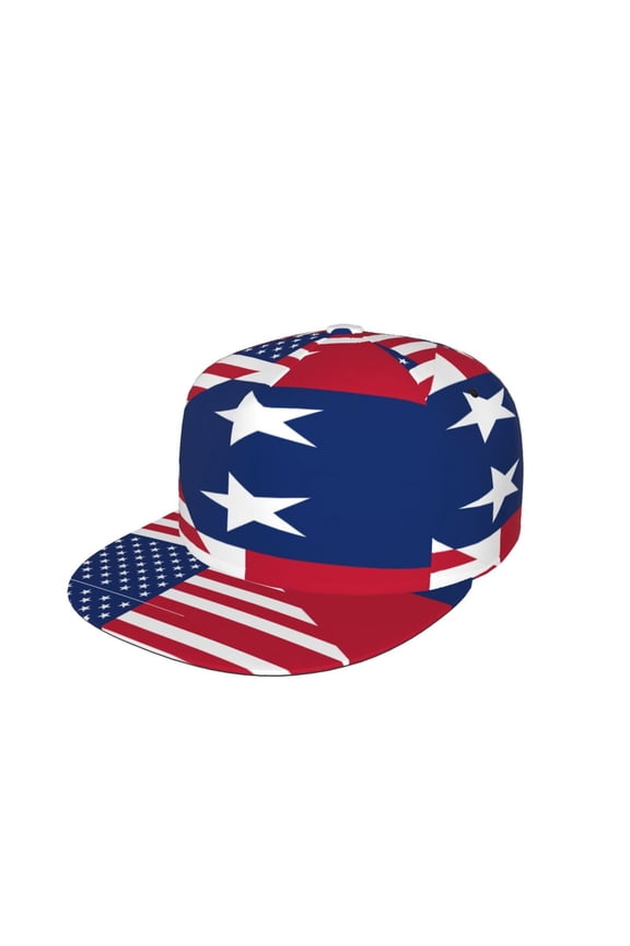 America Texas Flag Pattern Flat Brim Trucker Cap Adjustable Snapback Hat For Men Women