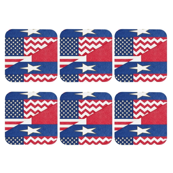 America Texas Flag Pattern Leather Drink Coasters for Drinks (6 Pack) for Tabletop Protection Square