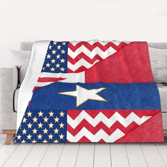 America Texas Flag Pattern Warm Cozy Plush Throw Blanket for Couch Bed Sofa 80"x60"