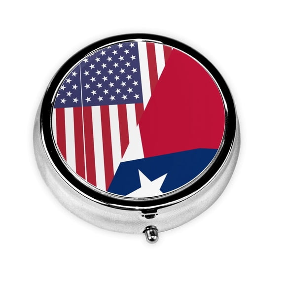 America Texas Flag Round Portable Pill Box Organizer Vitamin Containers Perfect For Traveling