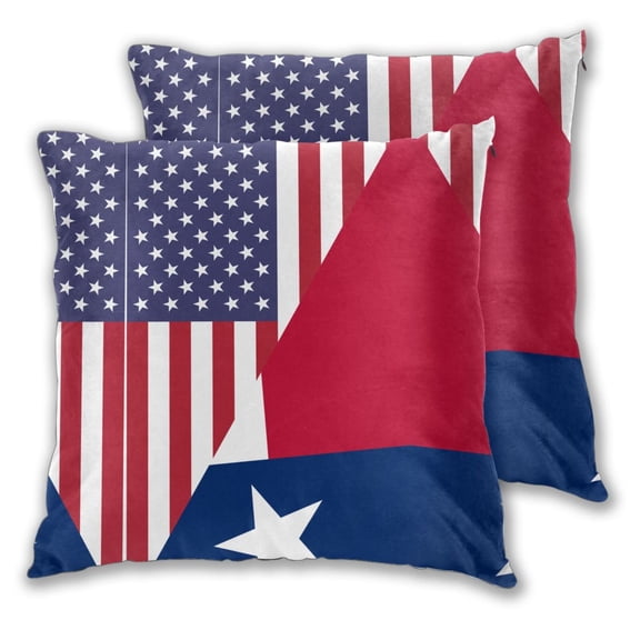 America Texas Flag Throw Pillow Covers Pack of 2 Soft Decorative Square Cushion Covers for Couch Sofa Bed Livingroom Car 16"x16"