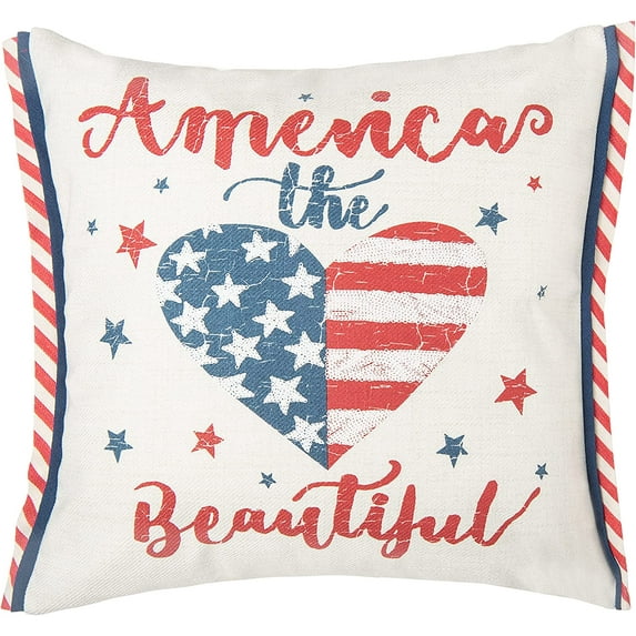 America The Beautiful Embroidered 18 x 18 Inch Throw Pillow Decorative Accent Covers for Couch and Bed 18" x 18" Multicolored