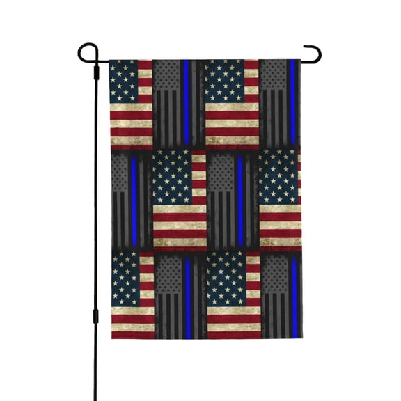 America Thin Blue Line Flag House Flag Double Side Garden Flag For Outside Room House Yard Indoor 28" X 40"