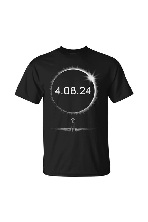 America Totality 2024 Total Solar Eclipse Chaser Unisex Adult Cotton T-Shirt Casual Wear Commemorative Graphic Comfortable Tee, Size M, Color Black