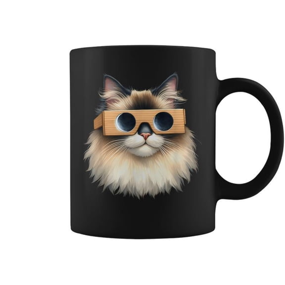 America Totality Solar Eclipse 2024 Cute Ragdoll Cat Coffee Mugs