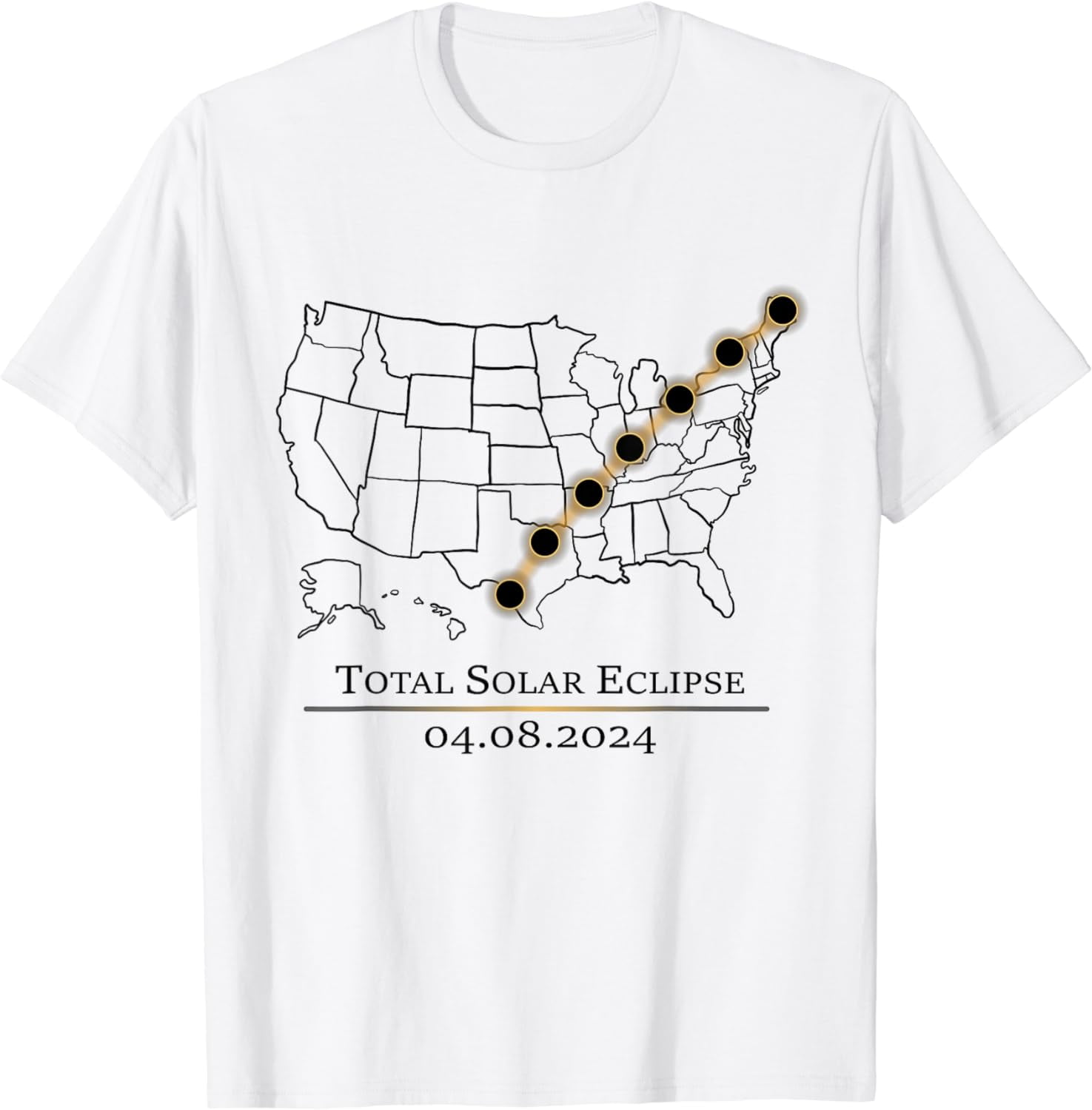 America Totality Total Solar Eclipse April 8 2024 USA Map TShirt