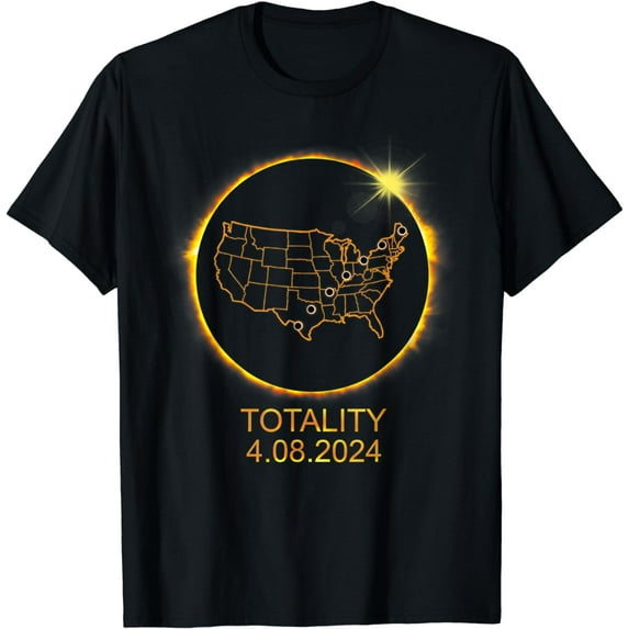 America Totality Total Solar Eclipse April 8 2024 USA Map T-Shirt