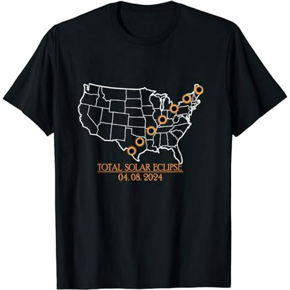 America Totality Total Solar Eclipse April 8 2024 USA Map T-Shirt