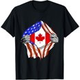 thumbnail image 1 of America USA Canadian Flag Chest Canadian Roots Canada T-Shirt, 1 of 6