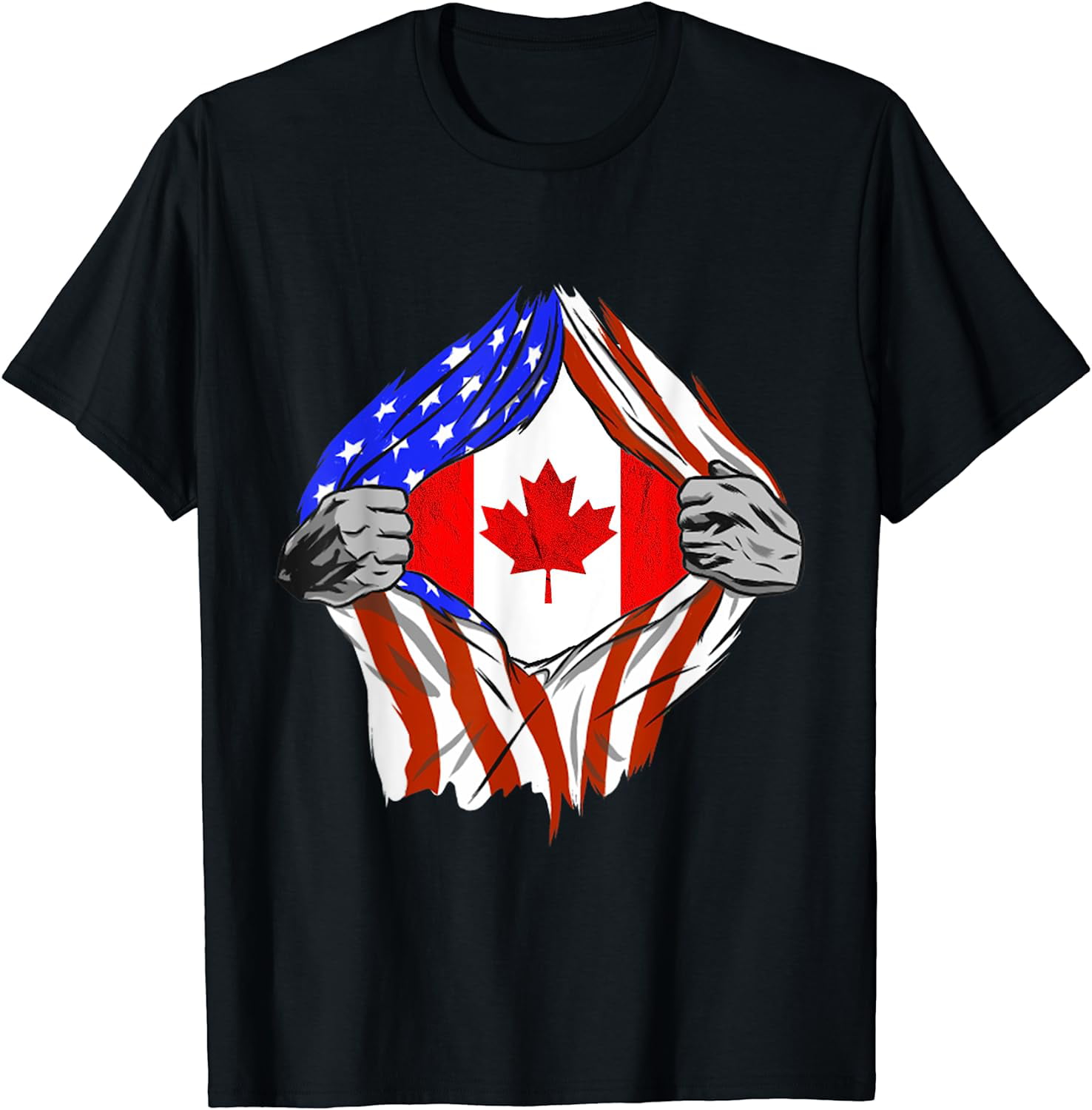 America USA Canadian Flag Chest Canadian Roots Canada T-Shirt - Walmart.com