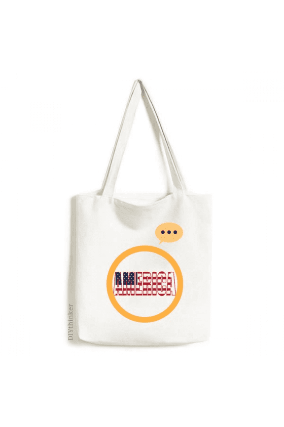 America USA Country Flag Name Expression Sack Canvas Tote Shoulder Bag