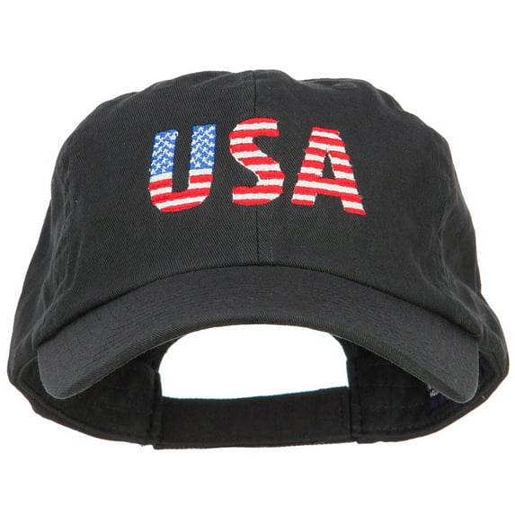 America USA Flag Embroidered Low Profile Cap - Black OSFM