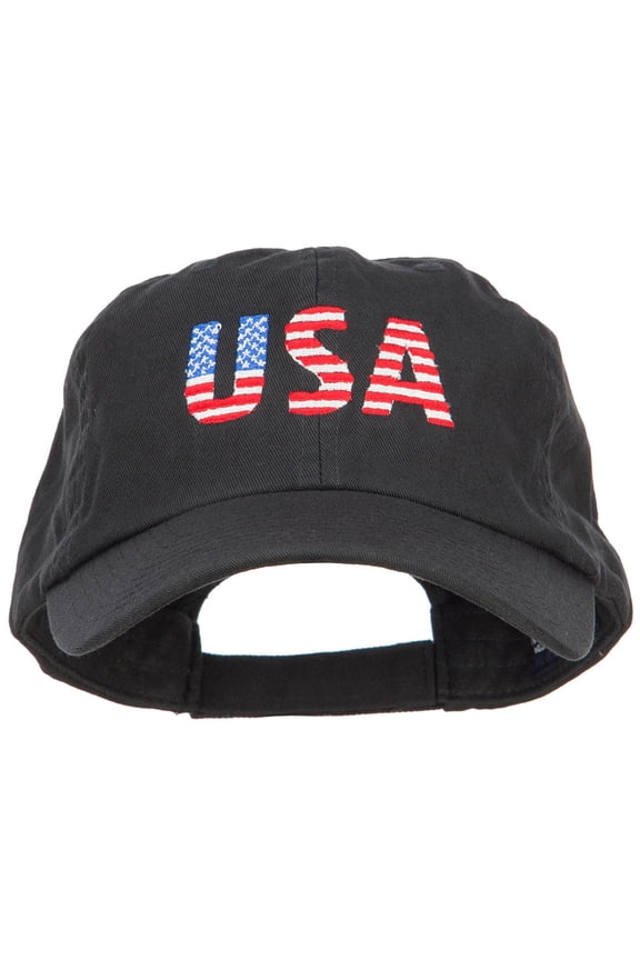 America USA Flag Embroidered Low Profile Cap - Black OSFM