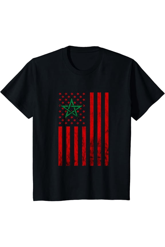America USA Flag Moroccan Pride Moroccan Roots Morocco T-Shirt