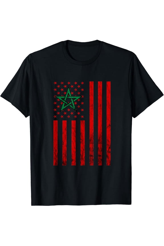 America USA Flag Moroccan Pride Moroccan Roots Morocco T-Shirt