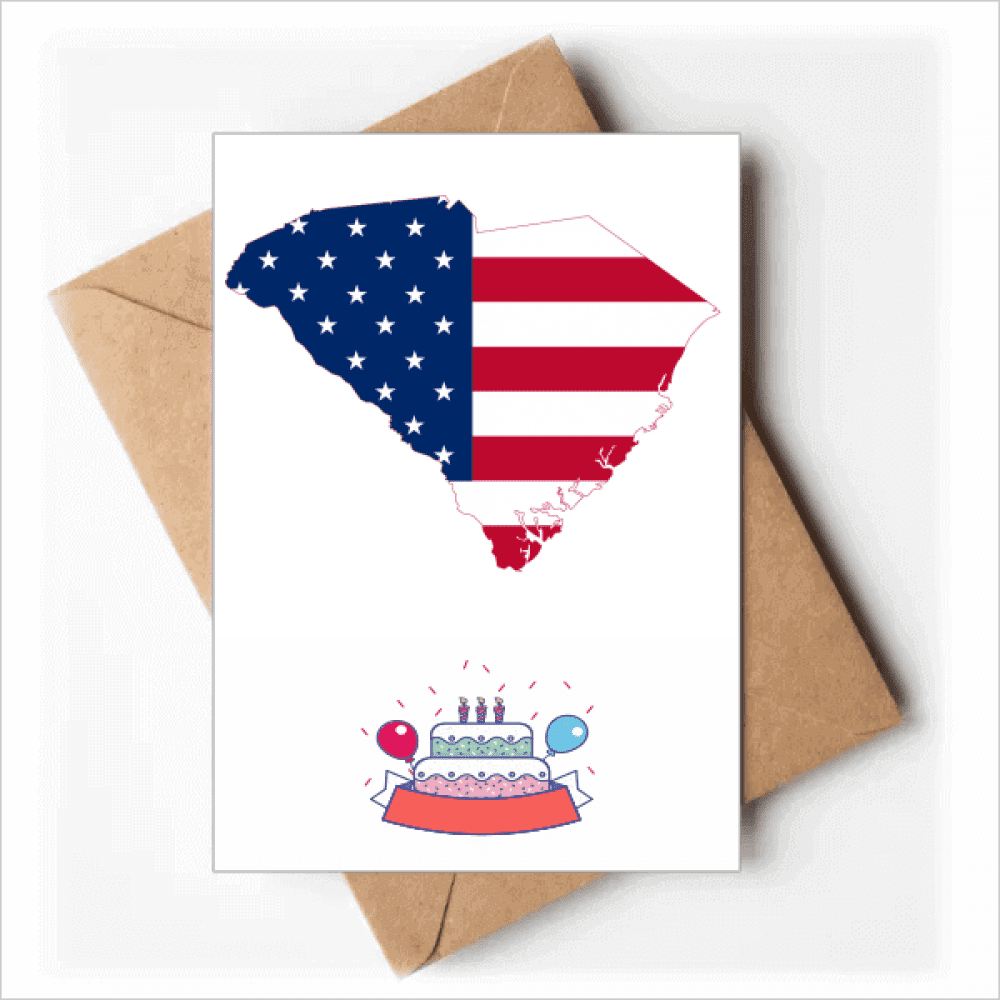 America USA Map Stars Stripes Flag Happy Birthday Greeting Cards Envelopes Blank