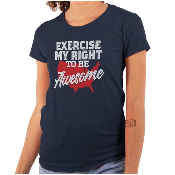 America USA Right to Be Awesome Funny Womens Fitted Plus Size Graphic Tee Brisco Brands 2X