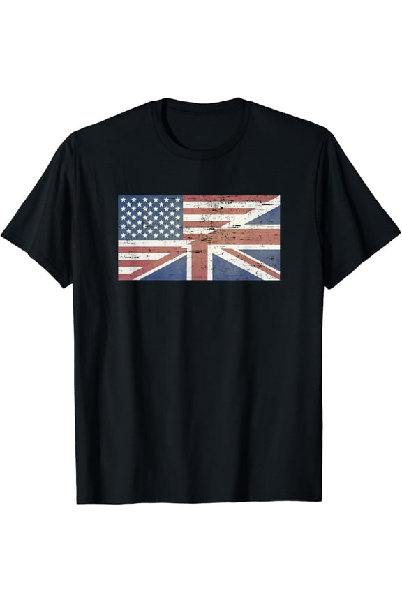 America USA UK Union Jack Flag United States Kingdom Britain T-Shirt mens t shirt,black,women,funny,misfits,men,journey