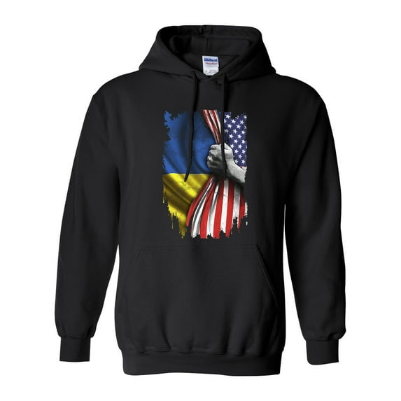 America USA Ukraine Ukrainian Flag Map People Support DT Sweatshirt Hoodie